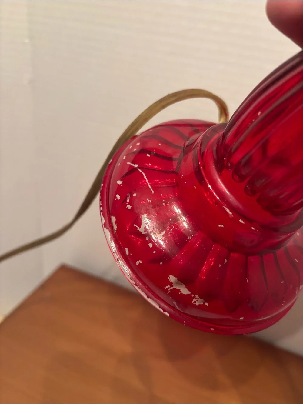 Vintage Ruby Red Glass Table Lamp - electric Elegant Ruby Accent